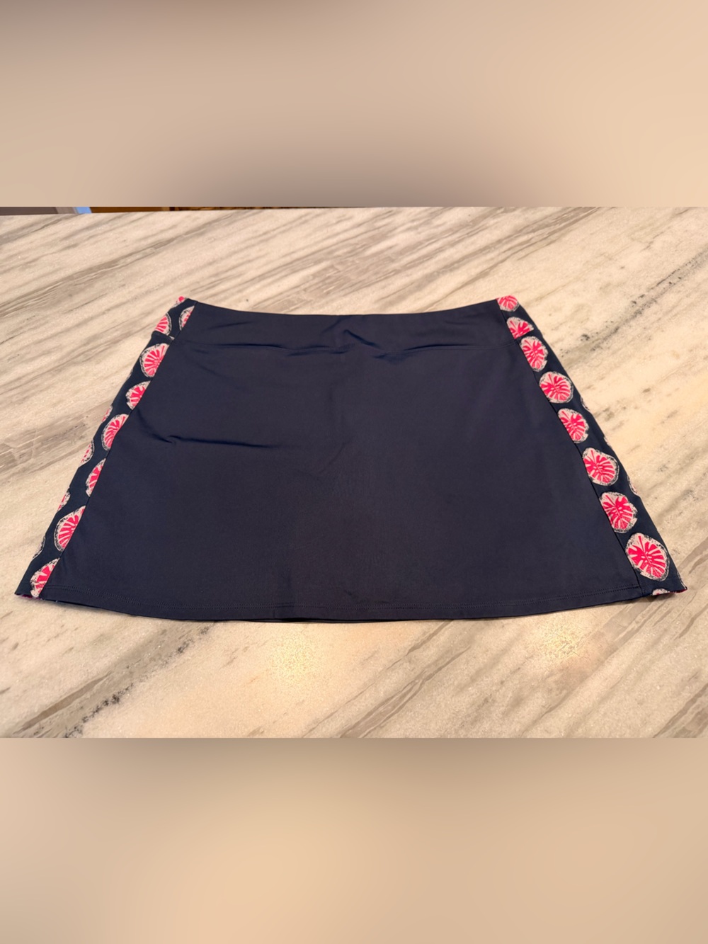 Tommy Bahama Navy Skort with Pink Shell Trim